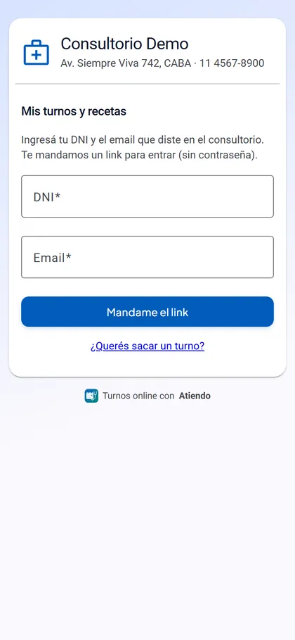 Ingreso al portal con DNI y email