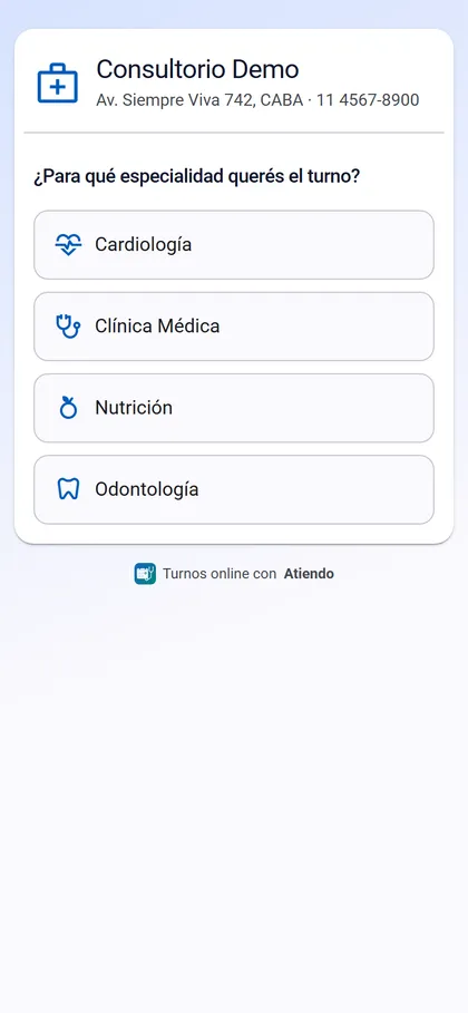 Paciente eligiendo la especialidad
